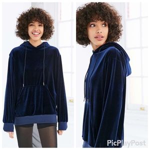 Dark Blue Velvet Hoodie